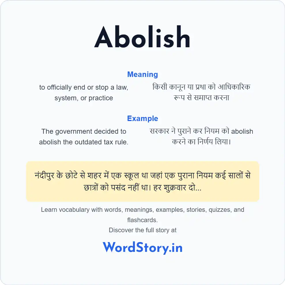 Word card for Abolish