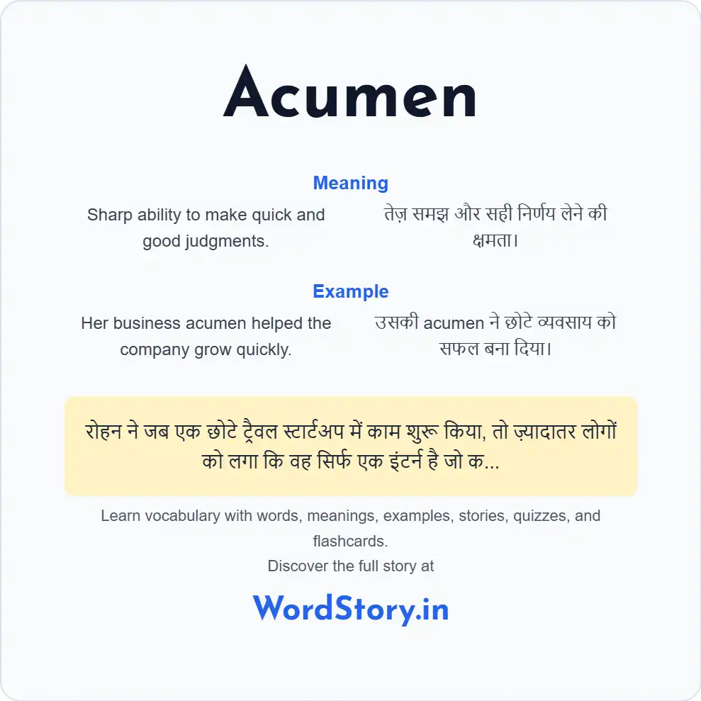 Word card for Acumen