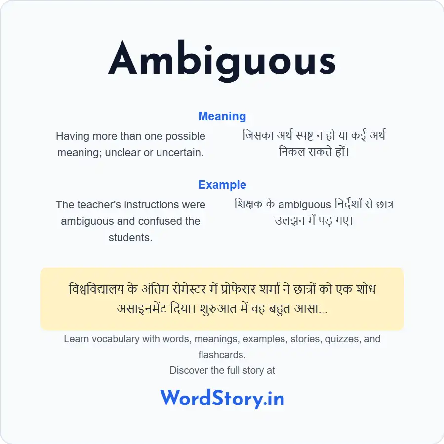 Word card for Ambiguous