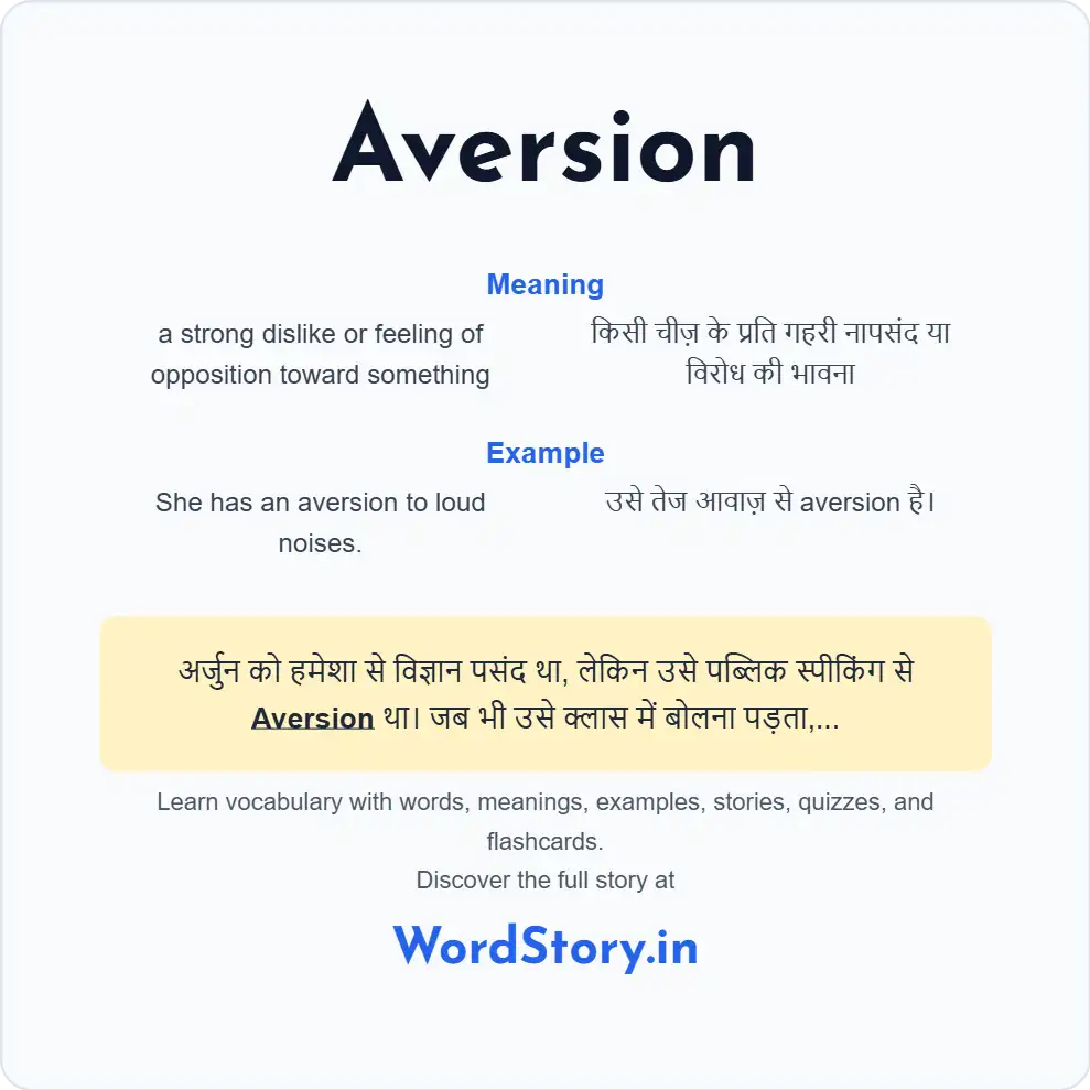 Word card for Aversion